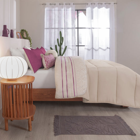 Cholula Reversible Comforter Set | Striped Boho | Queen King