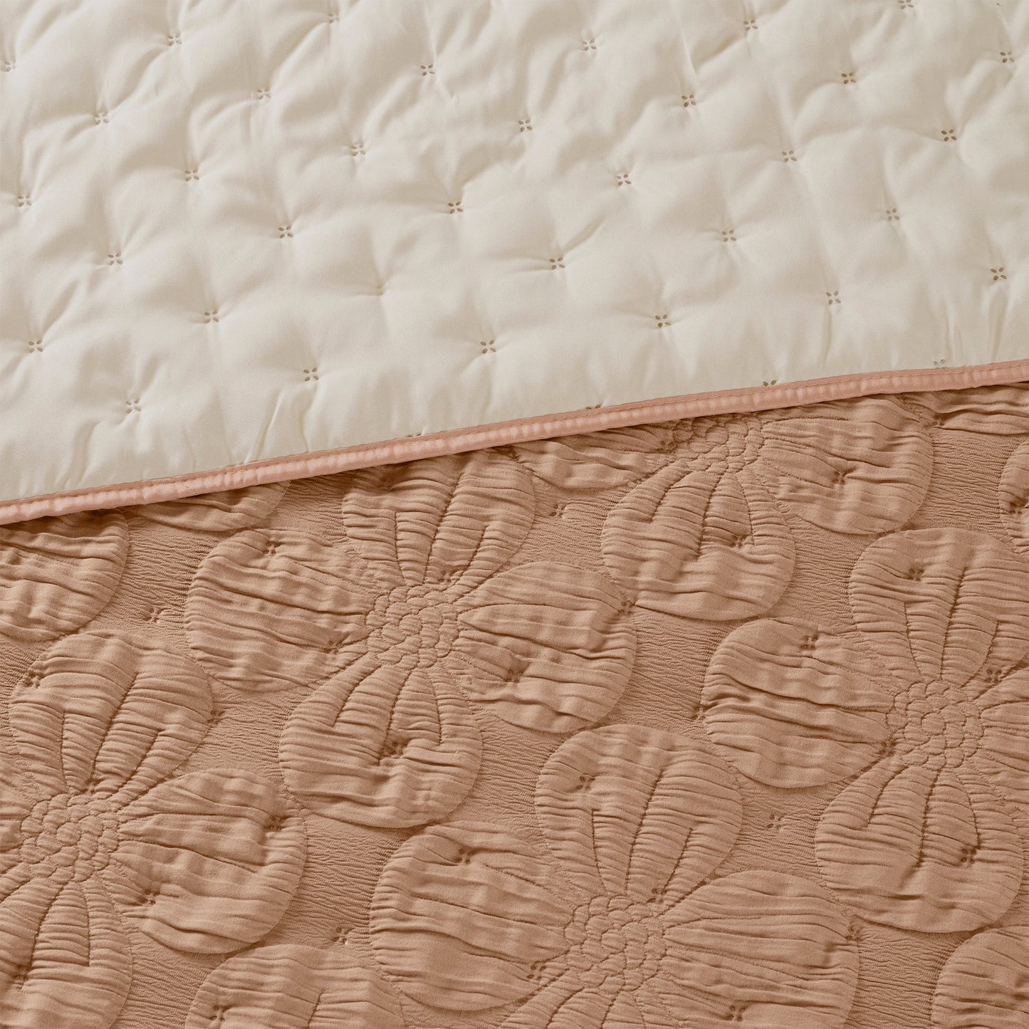 Copper Reversible Comforter Set | Embossed Floral | Twin Queen King