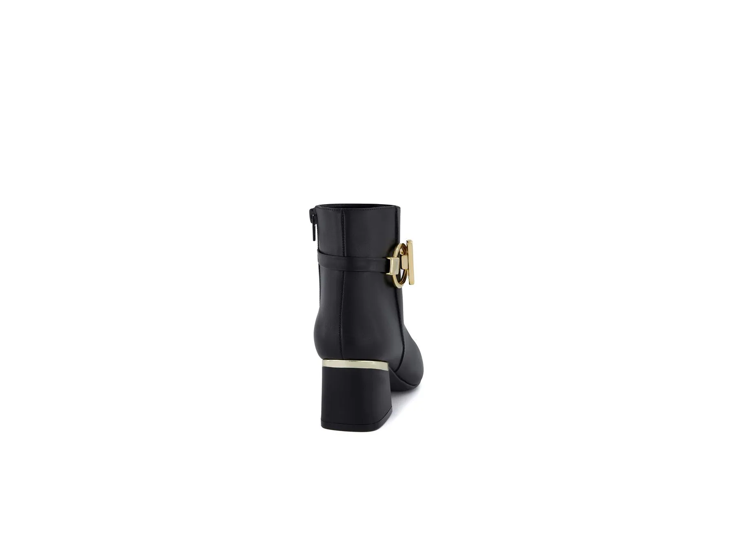 Black Side Zipper Ankle Boots – Metallic Bell Heel | 2½" Heel