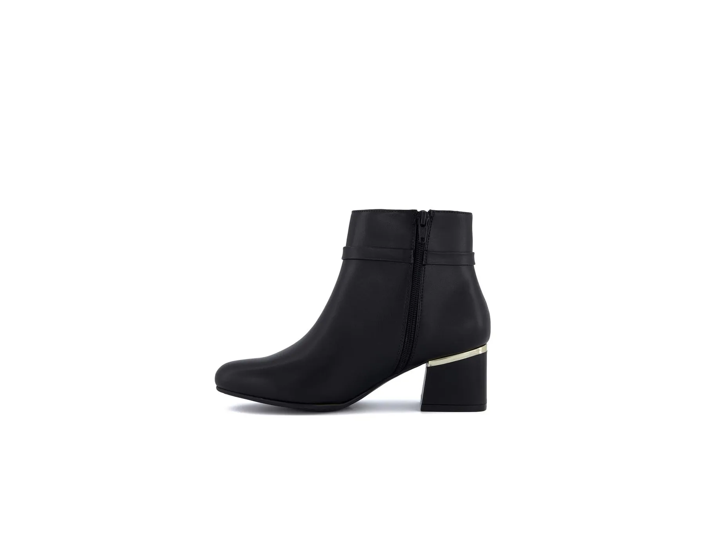 Black Side Zipper Ankle Boots – Metallic Bell Heel | 2½" Heel
