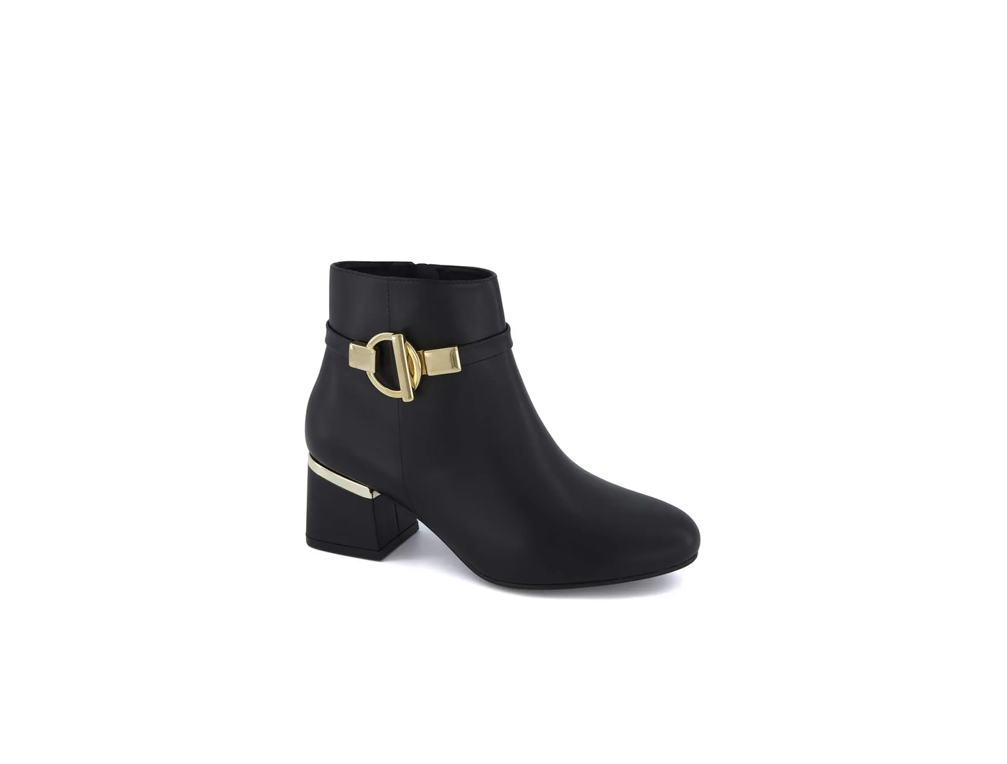 Black Side Zipper Ankle Boots – Metallic Bell Heel | 2½" Heel