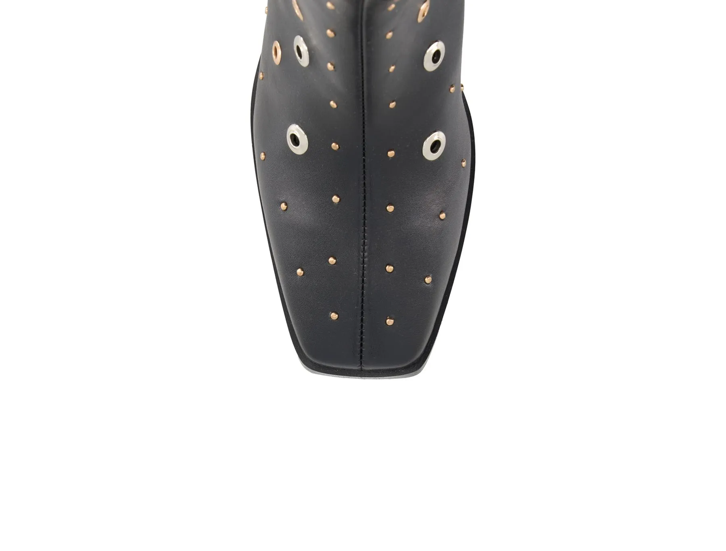 Studded Eyelet Block Heel Ankle Boots