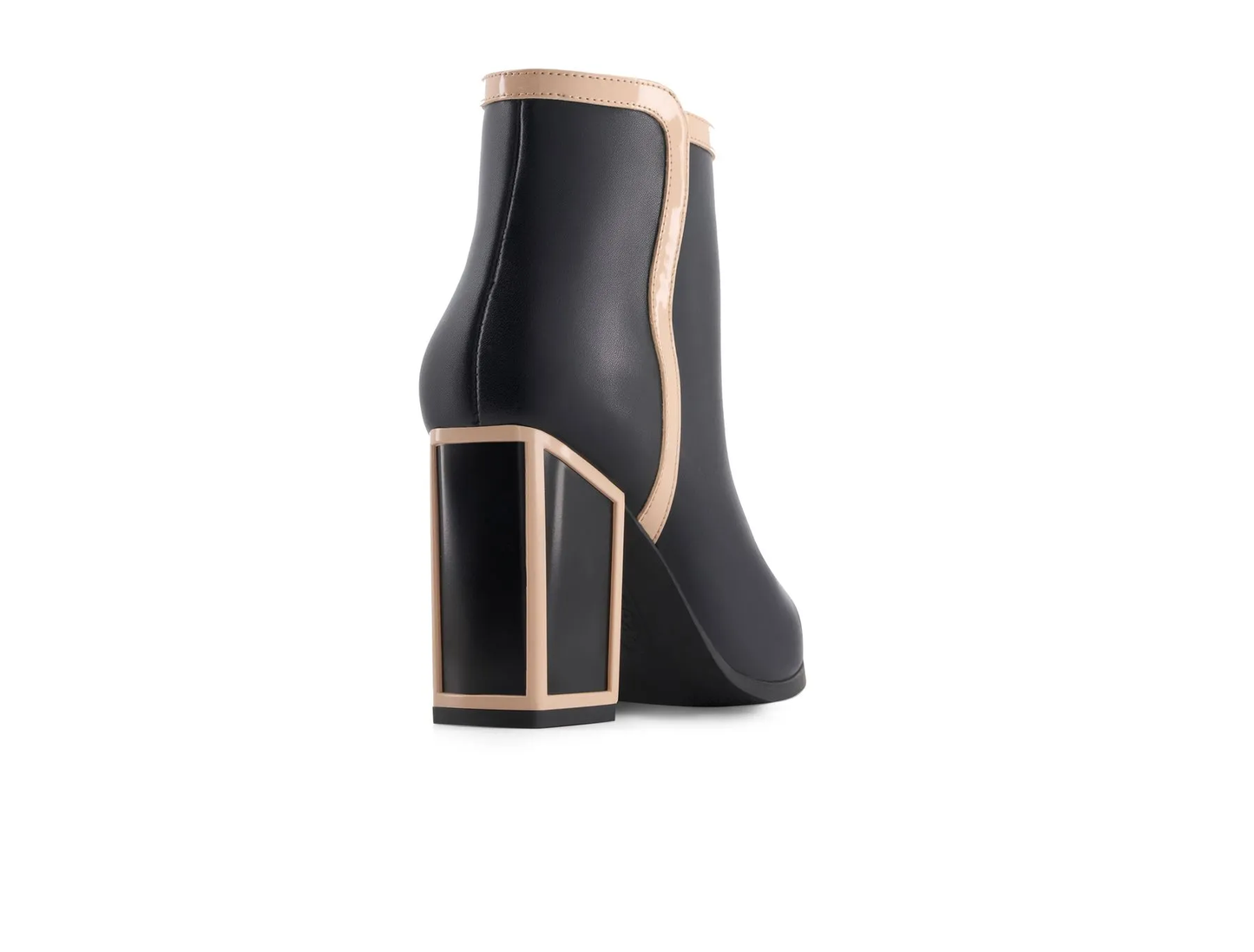 Andrea Modern Contrast Ankle Bootie - Black & Beige
