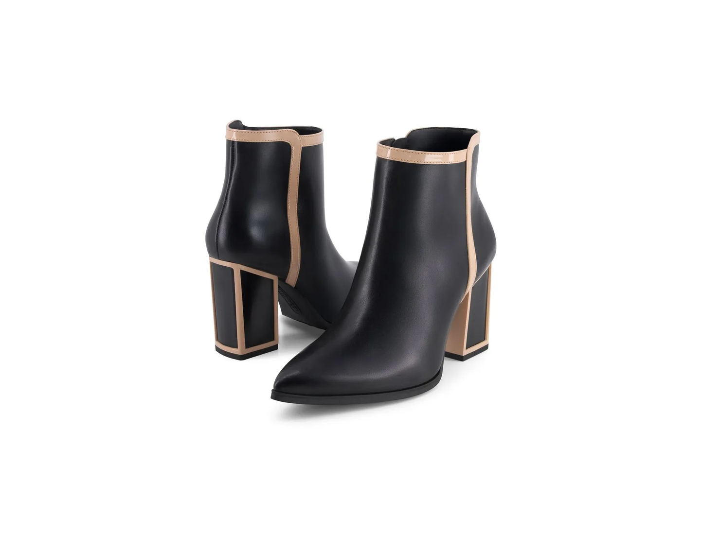 Andrea Modern Contrast Ankle Bootie - Black & Beige