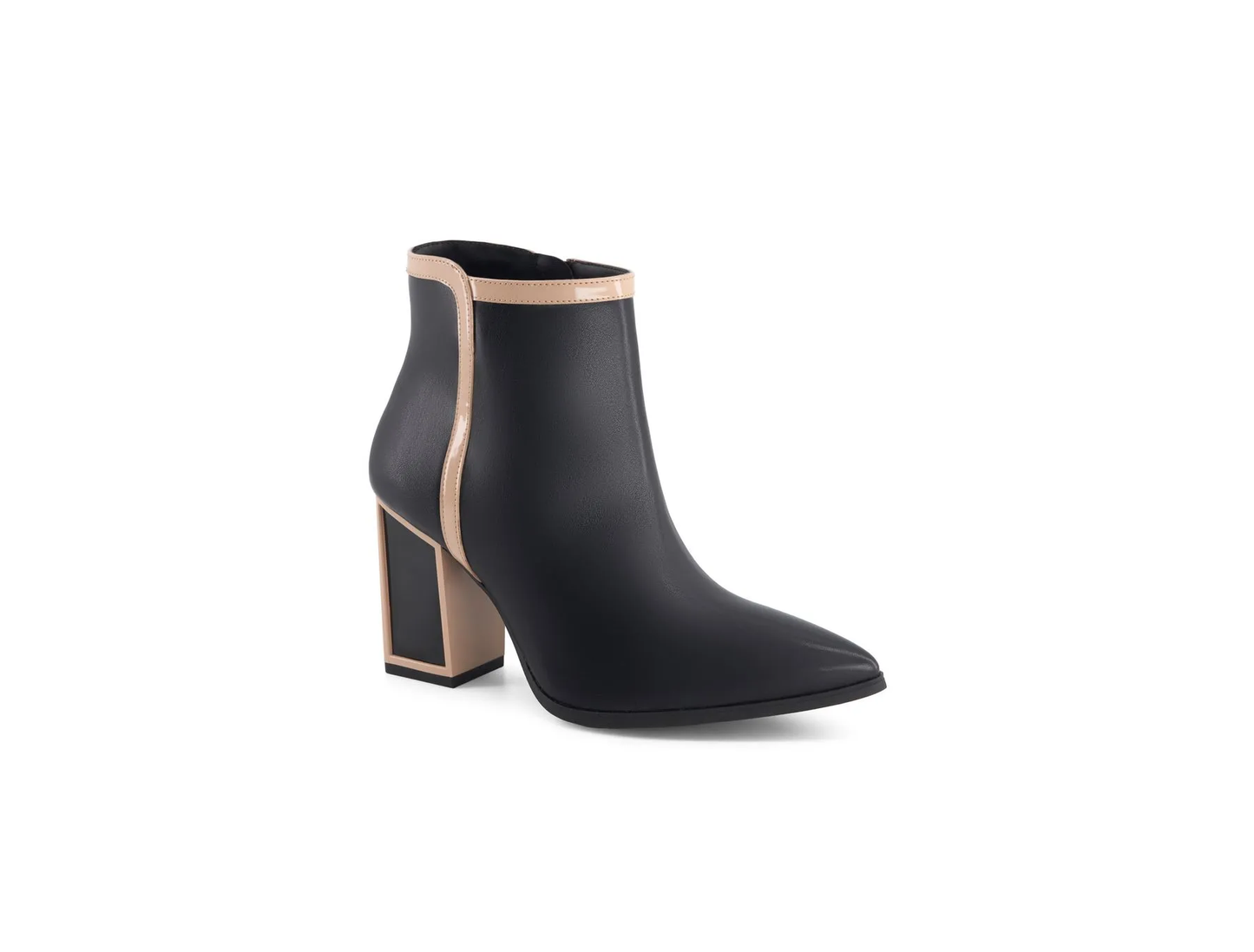 Andrea Modern Contrast Ankle Bootie - Black & Beige