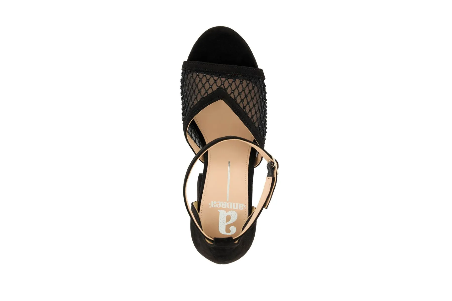 Rhinestone Mesh Platform Block Heel Sandals