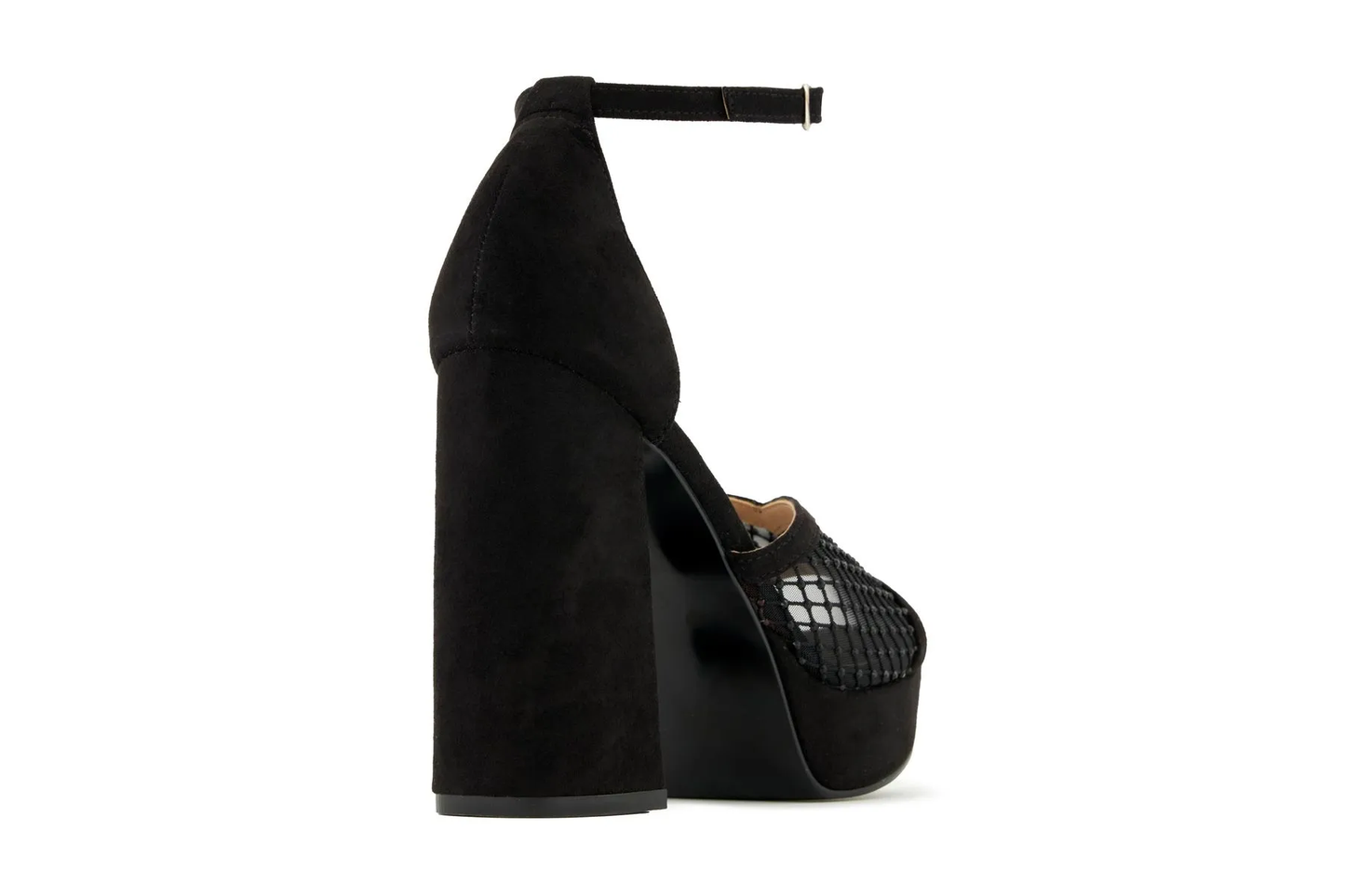 Rhinestone Mesh Platform Block Heel Sandals