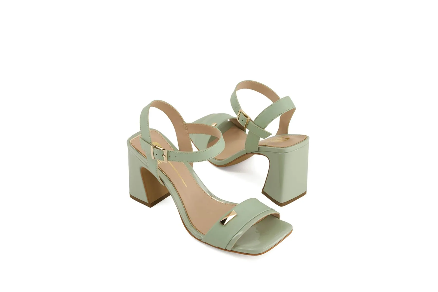 Women’s Green Block Heel Sandals – Open Toe Ankle Strap High Heel
