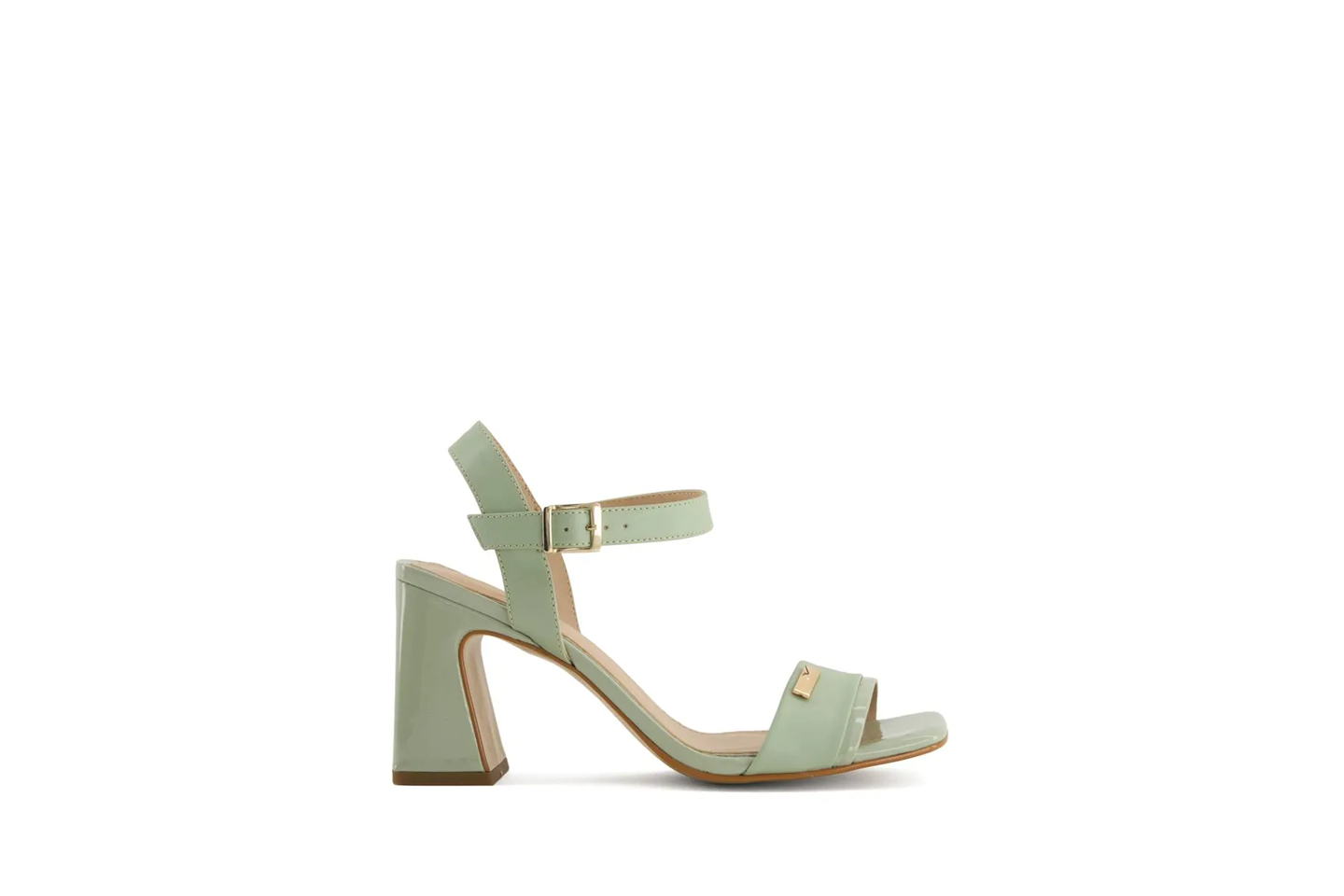 Women’s Green Block Heel Sandals – Open Toe Ankle Strap High Heel