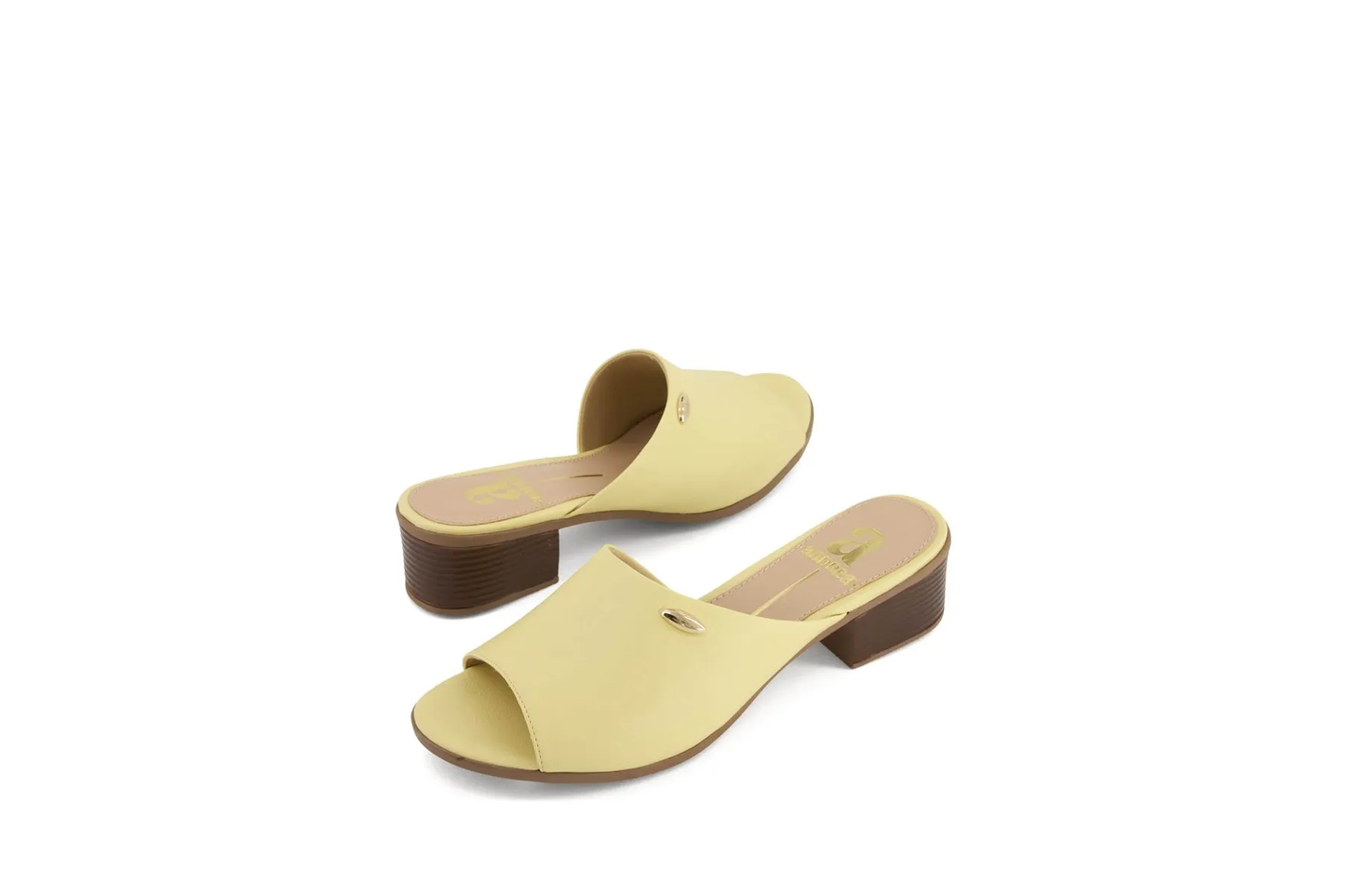 Women’s Yellow Slide Sandals – Open Toe Low Block Heel Mule