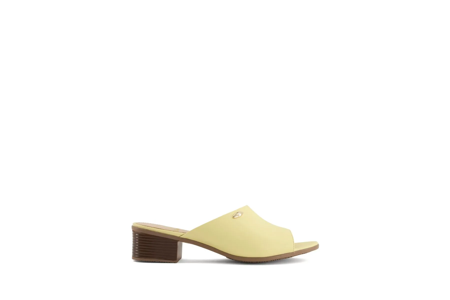 Women’s Yellow Slide Sandals – Open Toe Low Block Heel Mule