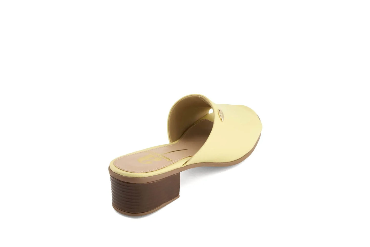 Women’s Yellow Slide Sandals – Open Toe Low Block Heel Mule