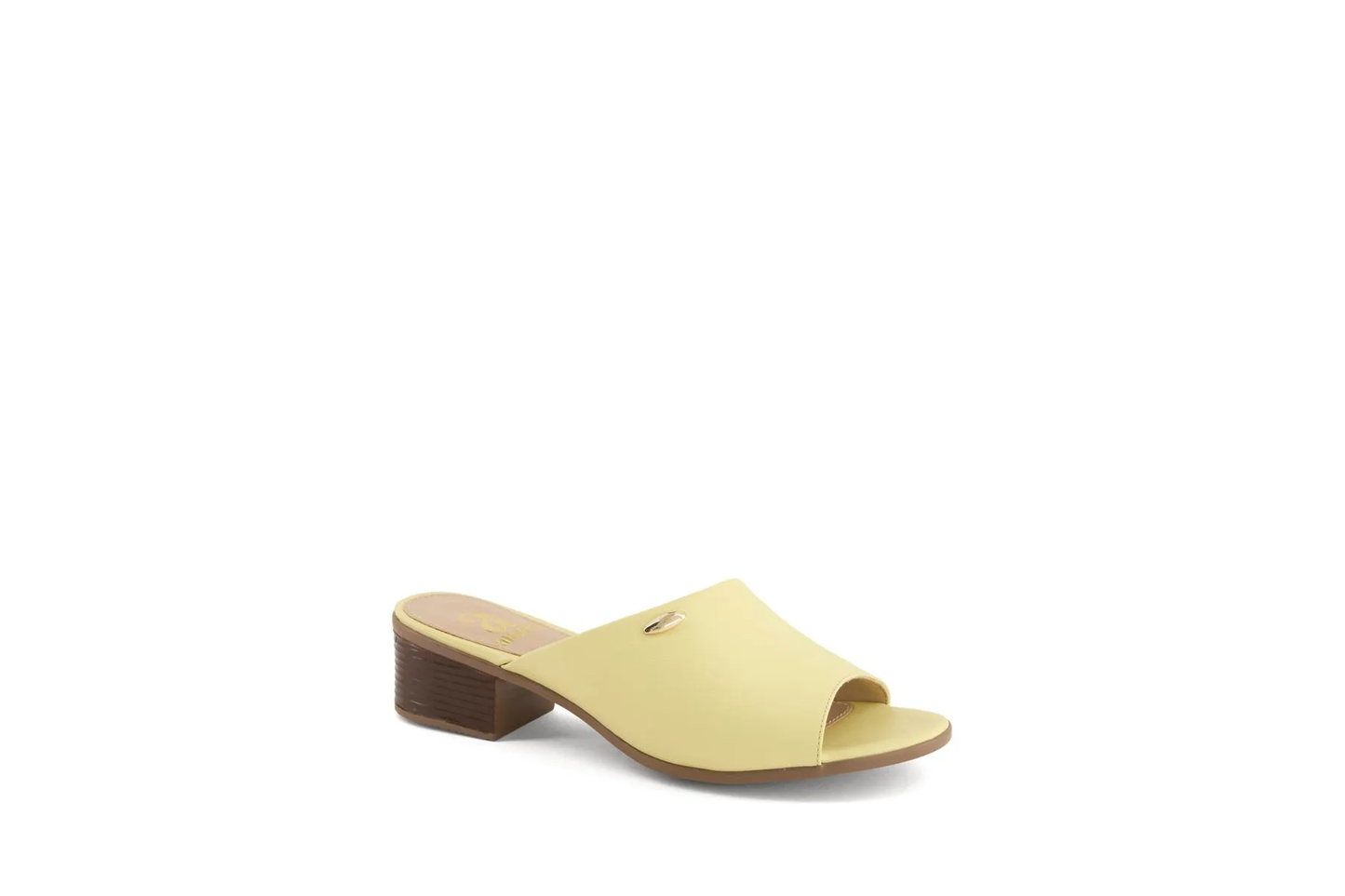 Women’s Yellow Slide Sandals – Open Toe Low Block Heel Mule