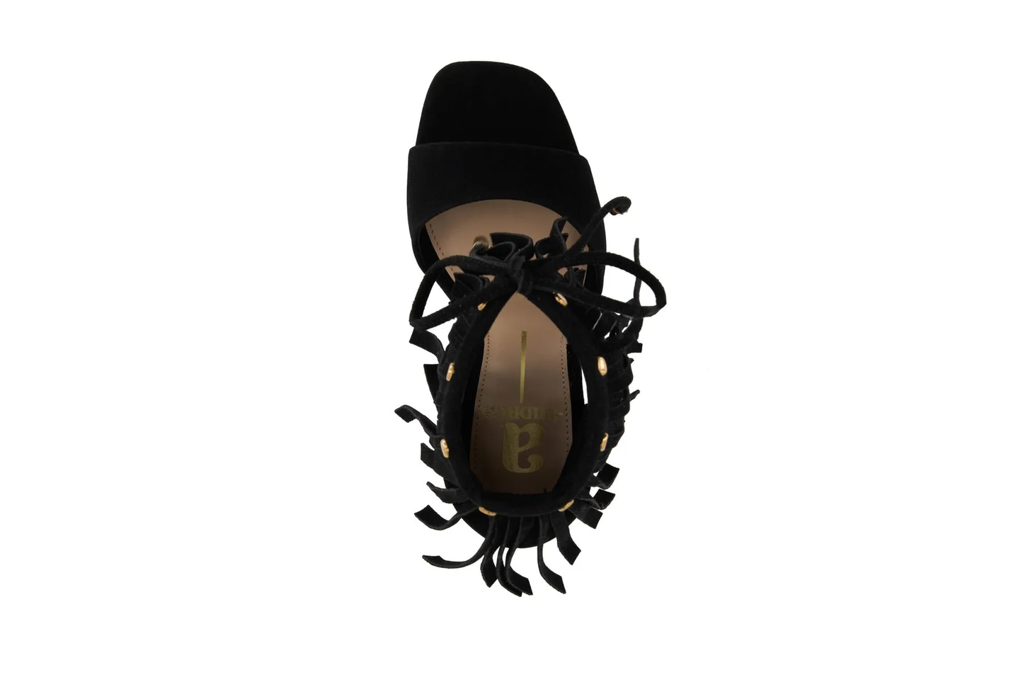 Andrea Women's Black Fringe Stiletto Heel Sandals – Lace-Up Square Toe