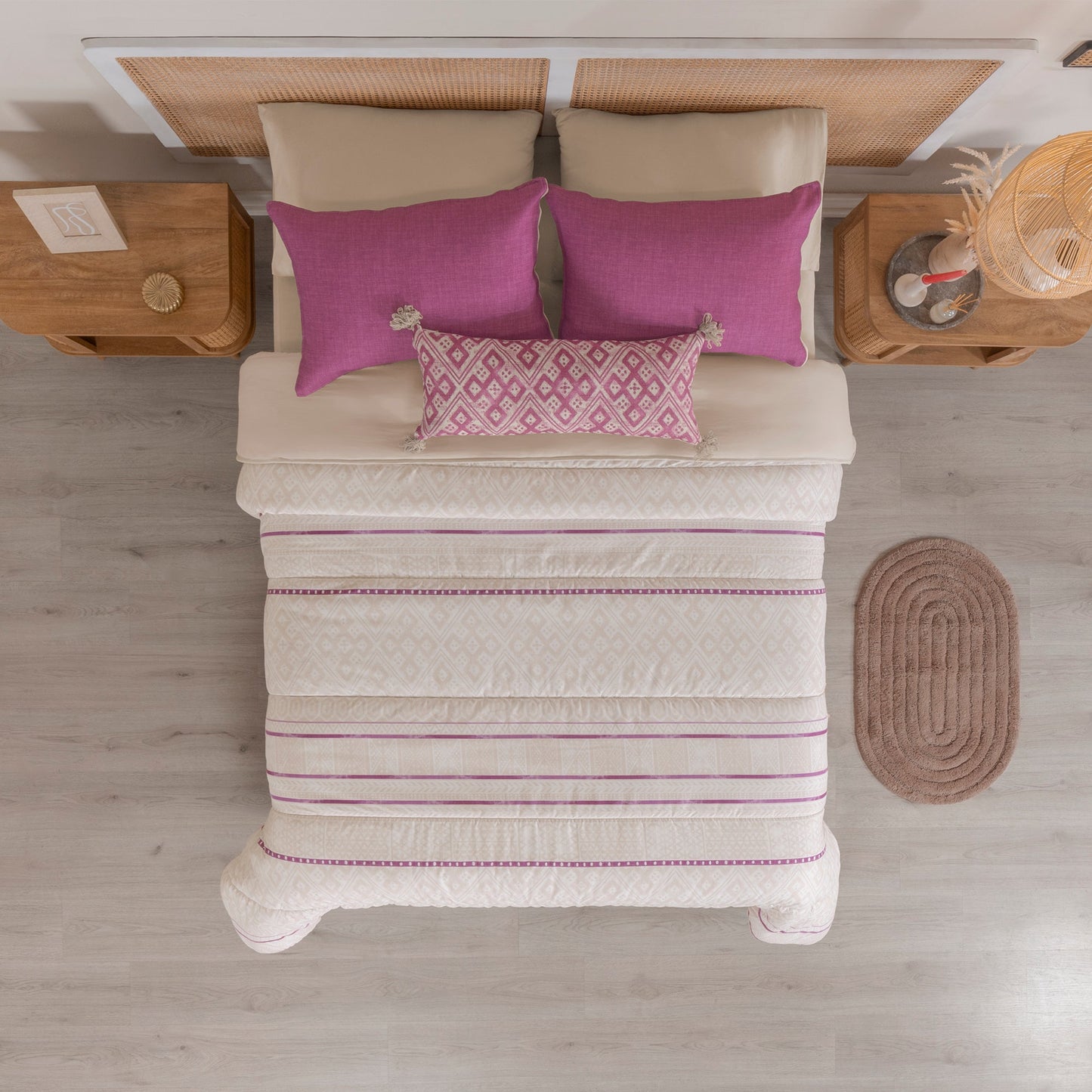 Cholula Reversible Comforter Set | Striped Boho | Queen King
