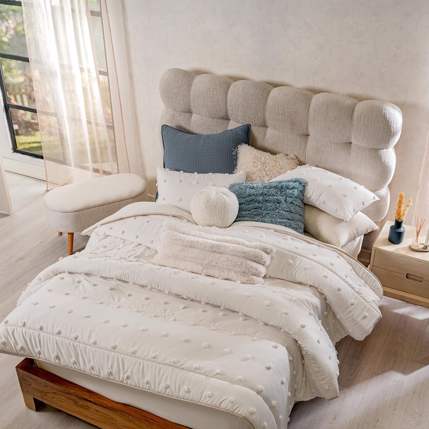 Vianney Ivory Textured Comforter Set – Soft Luxury Bedroom Bedding