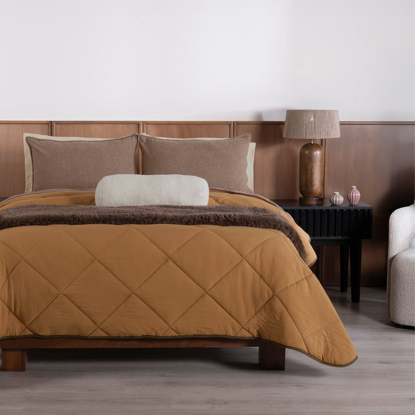 Siena Reversible Comforter Set | Faux Fur Trim | Queen King