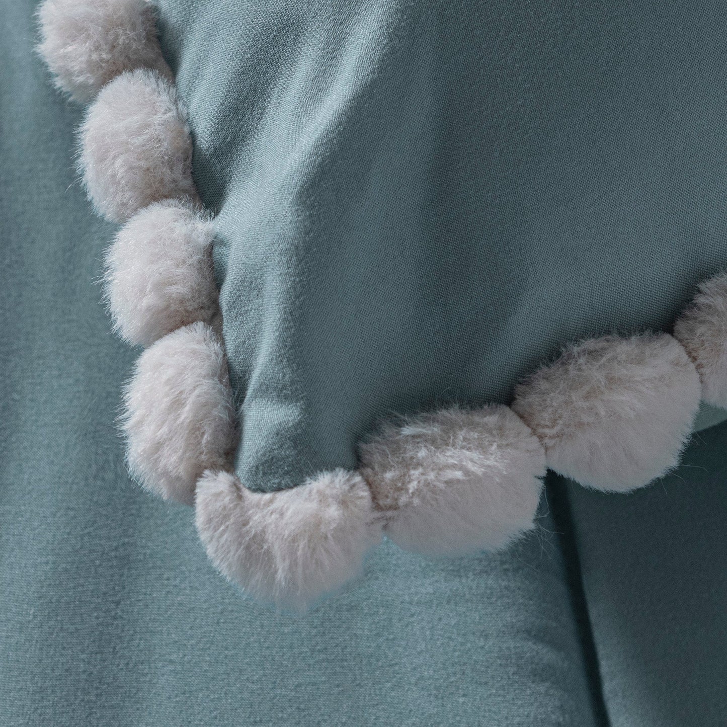 Vianney Blue Pom Pom Comforter Set – Soft Modern Bedroom Bedding