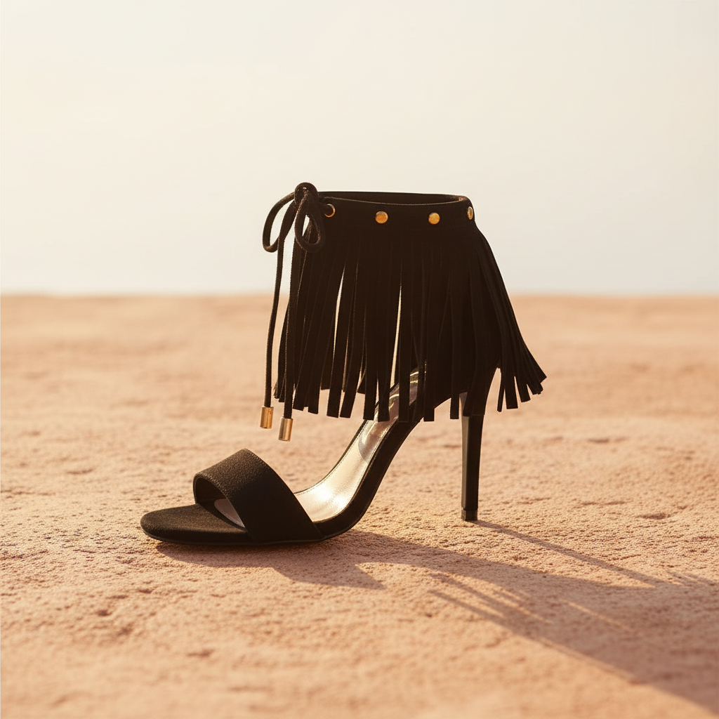 Black Fringe Heel - Summer Background