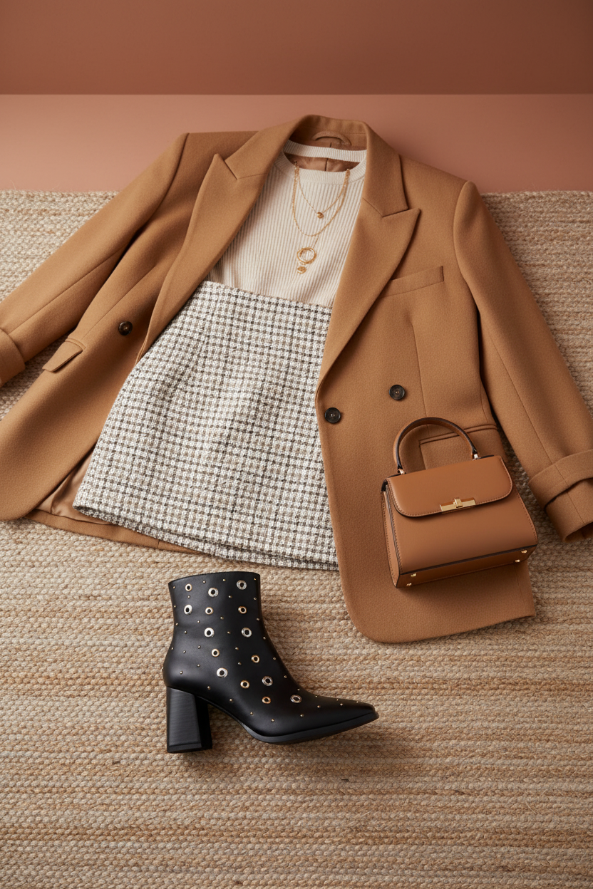 Black Studded Ankle Boot - Outfit