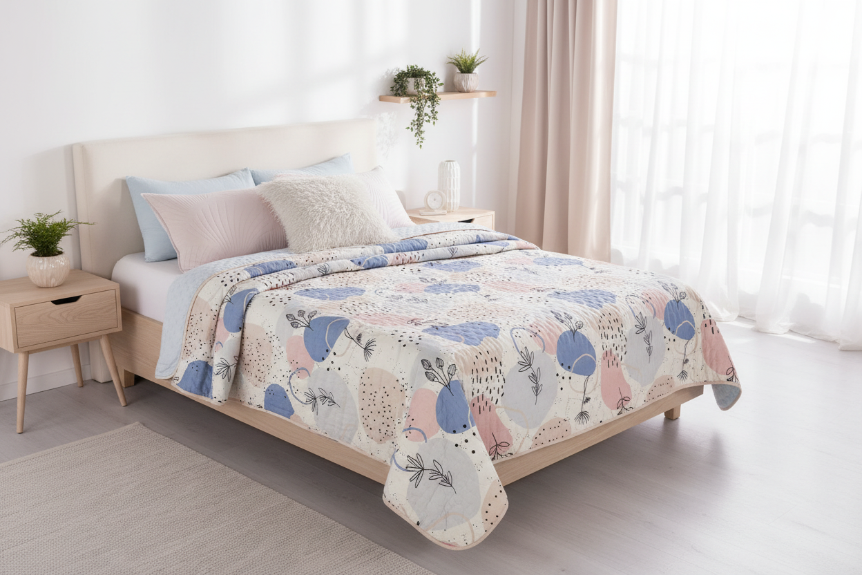 Novo Malaga Ultra Lightweight Comforter with authentic pattern in modern bedroom